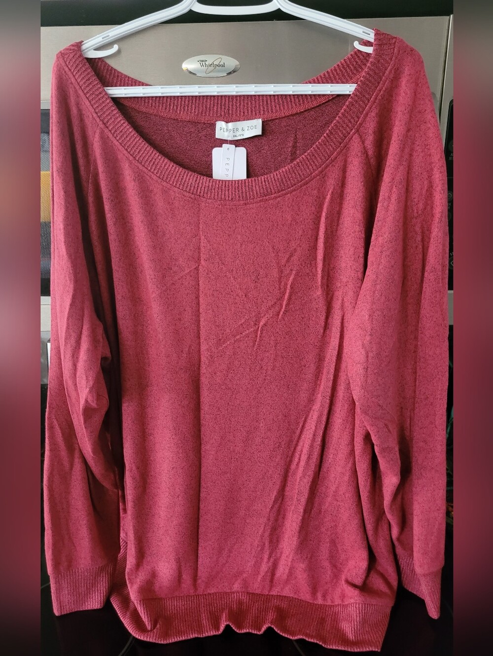 Scoop Neck Sweater in Red Melange